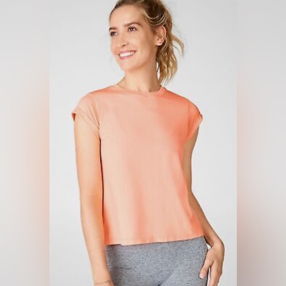 Fabletics Peach Gia Seamless Tie Up Tee Size Large NWOT - Picture 2 of 5